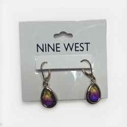 Earrings Jewelry Women Nine West Gold Tone Teardrop Earrings Multicolor Rose NWT