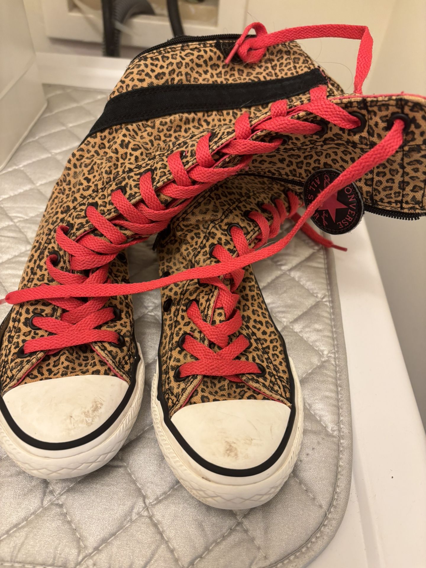 Converse Girls, Leopard Print High TopsSize 13