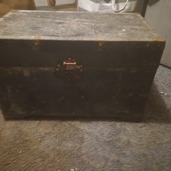 Antique Large Wooden Merchant's Chest
