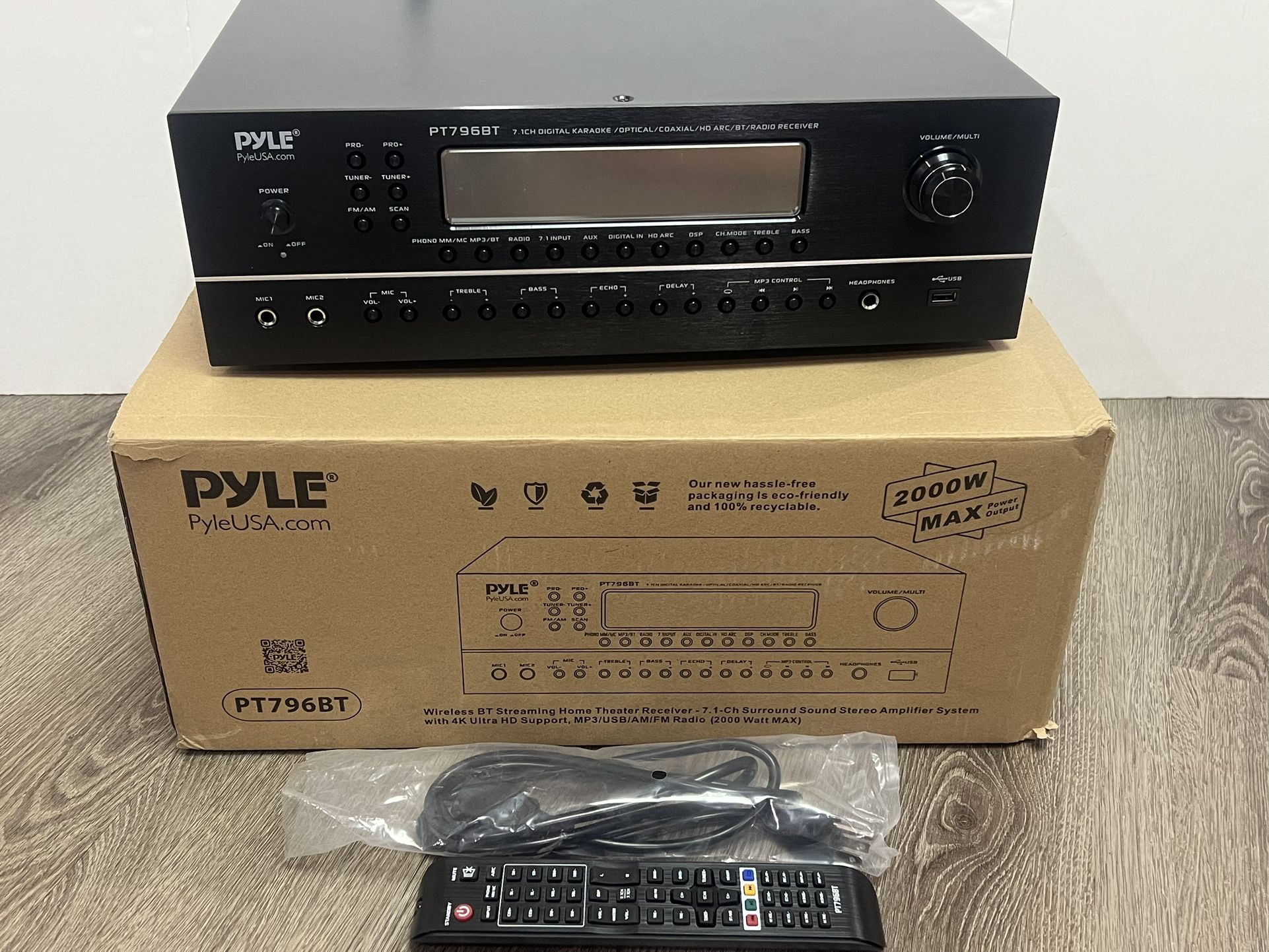 Pyle 7.1-Channel Hi-Fi Bluetooth Stereo Amplifier - 2000 Watt AV Home Theater Speaker