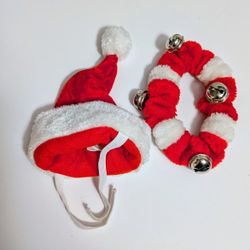 Pet Christmas Santa Hat With Jingle Bell Collar Cleaned And Sanitized Pet Clothes