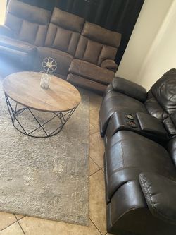 Two Leather Couches The Brown Ones Are Recliner