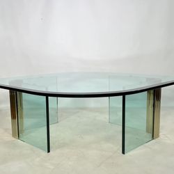 Vintage Coffee Table Glass Brass