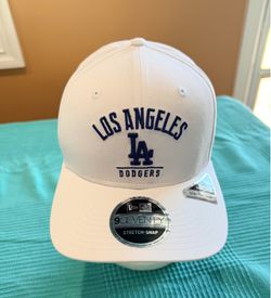 MLB White Dodgers New Era Stretch Snap Cap
