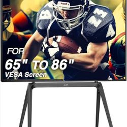 New TV Floor Stand Mount for 65 to 86 inch VESA Screens, Supports Up to 132 lb (60 kg), Adjustable Height