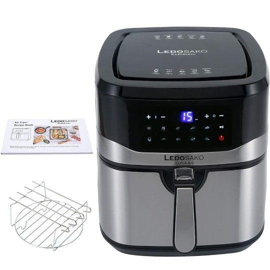 Air Fryer-1700W 10 Quart Large Family-sized Air-fryer Oven with Non-stick Basket, 100 Recipes, Digital LED Display Touchscreen and One-touch 10 Preset