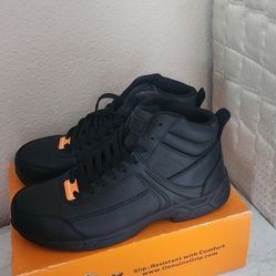 New Genuine Grip Work Safety Boots Unisex M 10  W 12 Black Lace Up Steel Toe