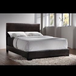 Queen Faux Leather Panel Bed With Orthopedic Mattress On Sale Only 349$ We Deliver!!  We carry all types of furniture sofa sets , dinning sets , bed s