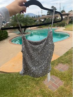 Sparkly Silver Sequin Cami / Spaghetti Strap Tank Top - New with Tags
