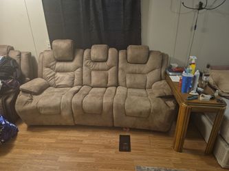Used Brown Suede Reclining Sofa
