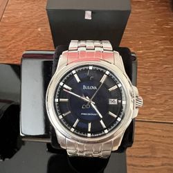 Bulova Precisionist 46mm Quartz Watch Blue Dial Stainless Steel