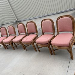 Set Of 6 Bamboo Chairs