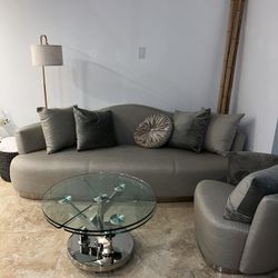 Petal Gray Sofa + Accent Chair