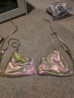 Holographic Iridescent Halter Bikini