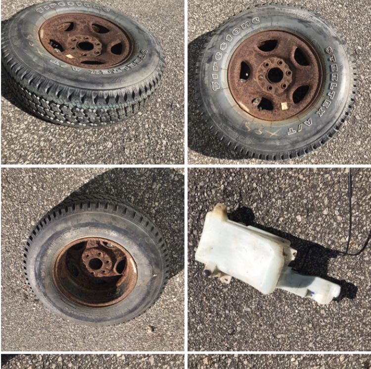 2004 Chevy Silverado spare tire never used and a few other miscellaneous parts located on the east side of Cleveland