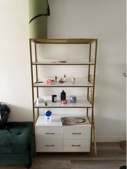 White & Gold Bookshelf/Storage Cabinet