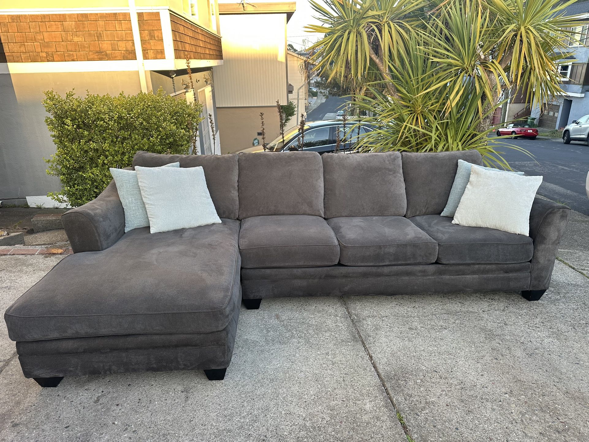 Living Spaces Dark Gray Sectional Couch-FREE Delivery