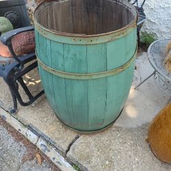 Large Vintage Wood Barrel As Is