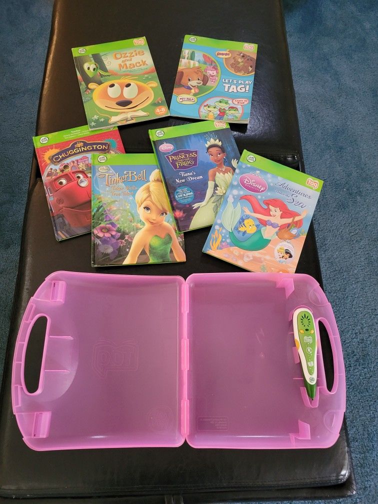 LEAPFROG LEAPREADER TAG BOOKS WITH CASE AND STYLUS
