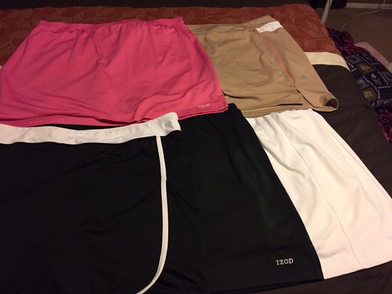 Izod polyester and spandex skirts
