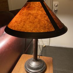 VINTAGE Arts And Crafts Mica Series Tensor Bronze Tone Double Socket Table Lamp