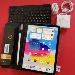 Apple ipad 10th Generation 64GB WiFi + cellular (5G) unlocked with pen, keyboard and accessories 