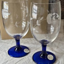 Princess house, heritage, stemmed ICE TEA glasses, set of four, new still in box.