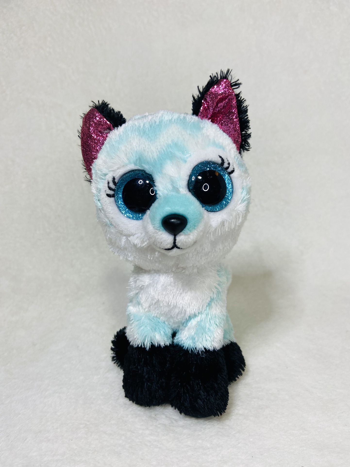 6” Ty Beanie Boo Silk Atlas Blue White Fox Plush