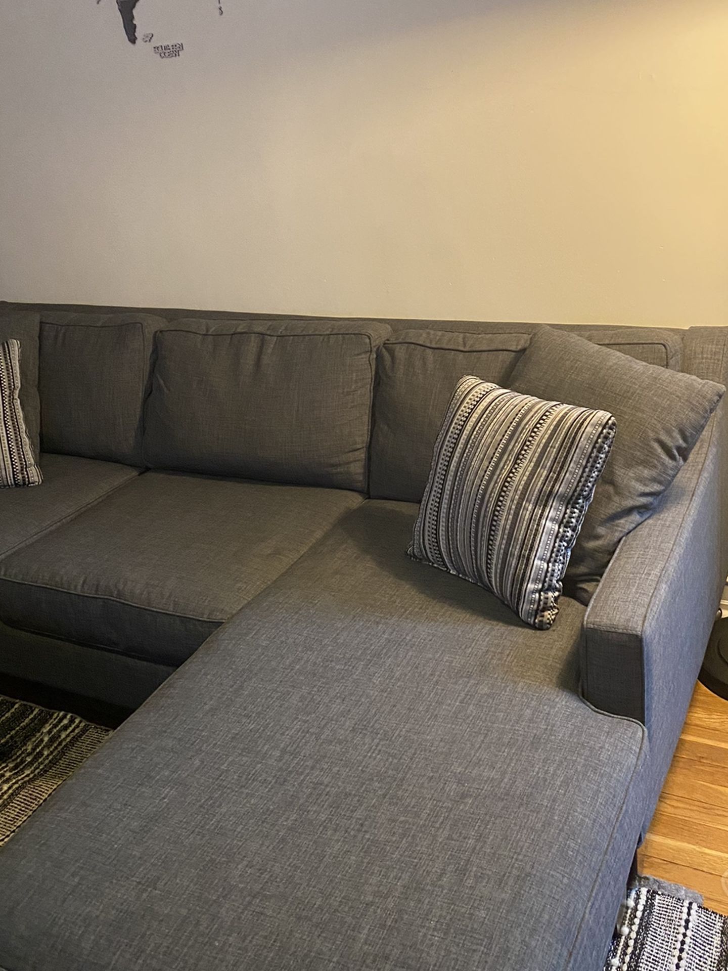 Macy's Keegan 90" Sectional Sofa w/Reversible Chaise - Gray