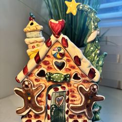 Rare 2009 Blue Sky Clayworks Gingerbread Candle House – Heather Goldminc Hand-Painted Holiday Luminary – Excellent Condition