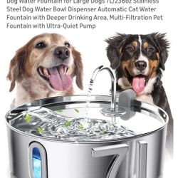 Dog Water Fountain for Large Dogs 7L/236oz Stainless Steel Dog Water Bowl Dispenser Automatic Cat Water Fountain with Deeper Drinking Area, Multi-Filt
