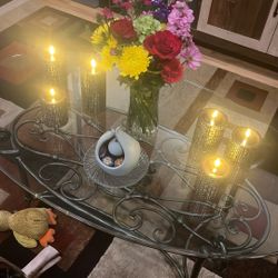 Coffee Table/ Bronzed Finish Wrought Iron, Glass