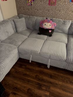 Gray Corduroy Sectional Sofa