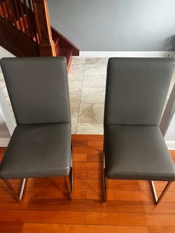 Modern leather Gray/Chrome Dining Chairs