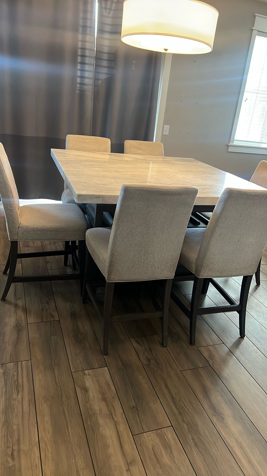 6 Bar Stool Height Marble table And Chairs 