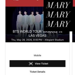 x4 BTS Floor Ticket w/ soundcheck - 05/28/2026 Las Vegas