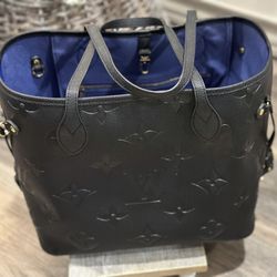 Black Tote With Blue Suede 