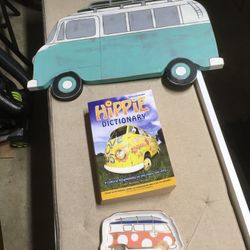 $10 the HIPPIE dictionary, soap dish, wood VW bus 