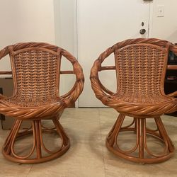 Cane Swival Chair , One Pair