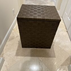 Medium Brown Fabric Storage Bin with Removable Lid