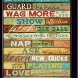 Doggy Rules With Brown Frame 