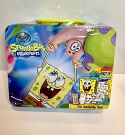 New Adorable Spongebob Coloring and Activity Tin Lunchbox, Sealed