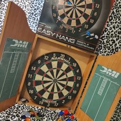 Dart Board With Cupboard And Darts