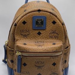 Authentic Mini Mcm Visetos X Mini Stark Cognac Blue