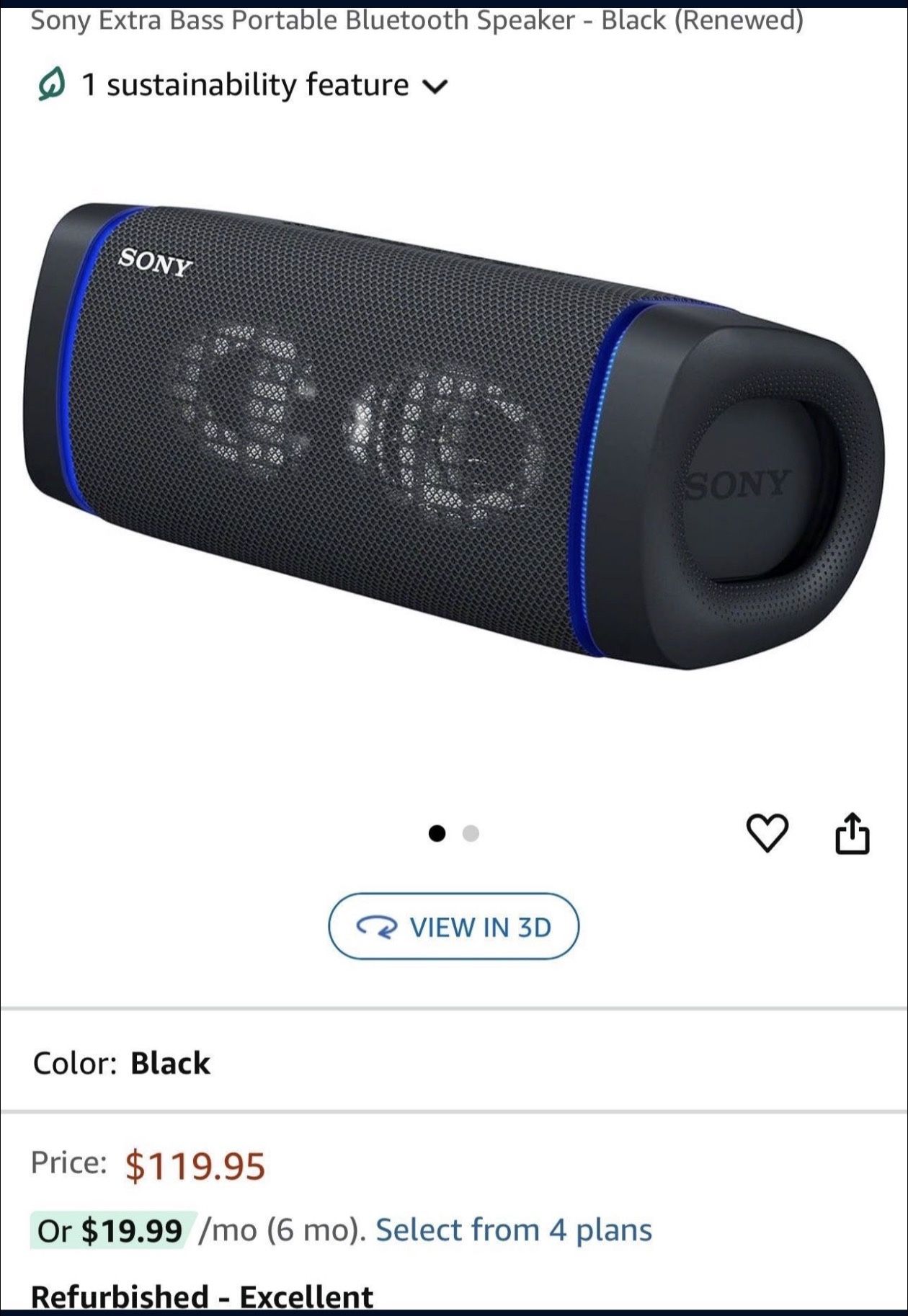 Sony Large Extra Bass Bluetooth Party Speaker In Box