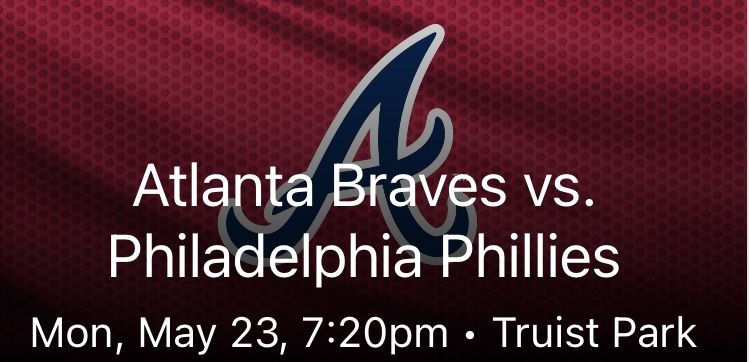 May 23, 2022 Braves vs Phillies Replica Championship Ring Night 3 Tickets