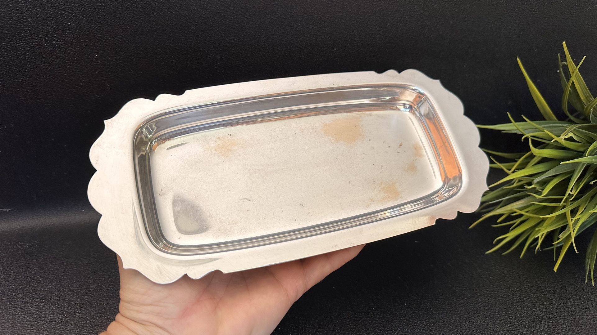 Antique silver coated tray
