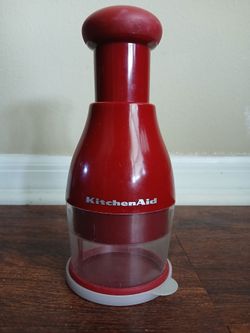 ✨️KitchenAid Hand Push Manual Chopper Stainless Steel Blade With Lid Works Red✨️