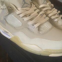 Off White Jordan 4s  Sail (Size 10)