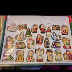Vintage 1980s K-Mart Porcelain Christmas Holiday Ornaments 24 in Original Box